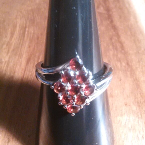 Mozambique Garnet Stainless Steel Ring (Size 7) - Picture 7 of 13